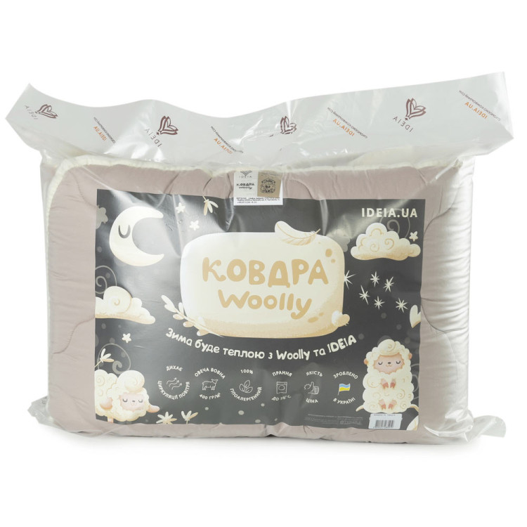 Ковдра євро ІДЕЯ Woolly 200х220 (шерстепон/мікрофібра)