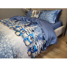 КПБ Комфорт Текстиль сатин premium Little Penguins полуторний