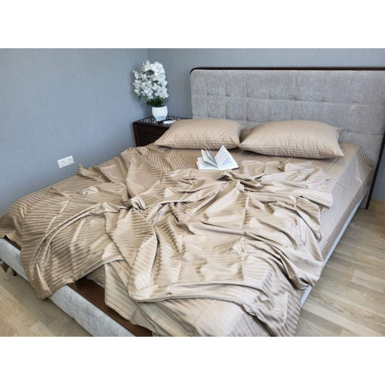 КПБ Комфорт Текстиль сатин страйп Lux Beige Tone сімейний