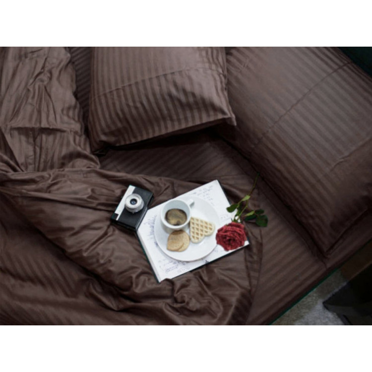 КПБ Комфорт Текстиль сатин страйп Lux Chocolate сімейний