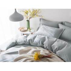 КПБ Комфорт Текстиль сатин страйп Lux Light Gray полуторний