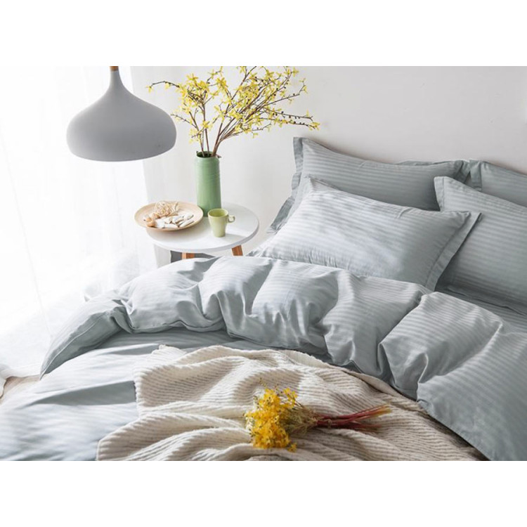 КПБ Комфорт Текстиль сатин страйп Lux Light Gray двоспальний