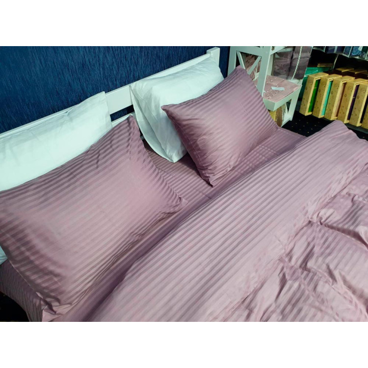 КПБ Комфорт Текстиль сатин страйп Lux Light Plum полуторний