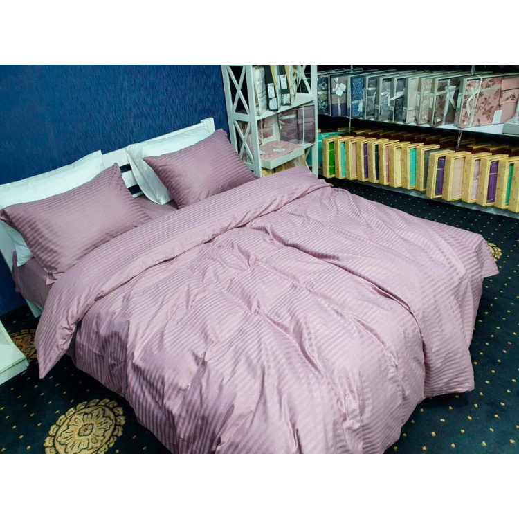 КПБ Комфорт Текстиль сатин страйп Lux Light Plum полуторний
