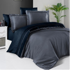 КПБ First Choice Serenity Dark Gray - Navy Blue сатин Deluxe євро