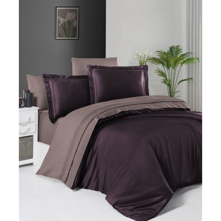 Комплект постільної білизни First Choice Serenity Purple Lilac сатин Deluxe євро