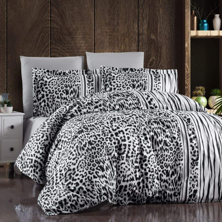 Комплект постільної білизни First Choice Leopard Black сатин євро