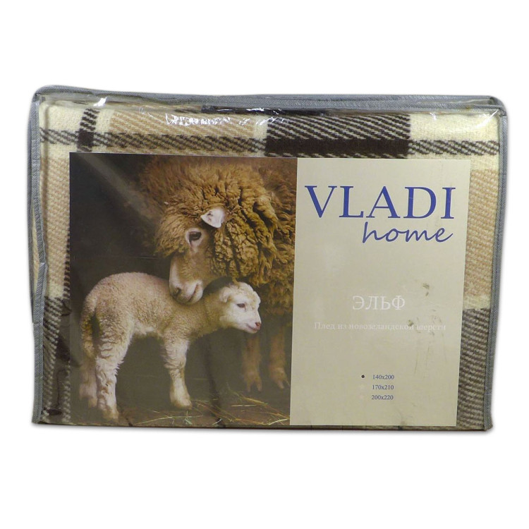 Плед вовняний VLADI Ельф білий/бежевий/коричневий #5 140x200 