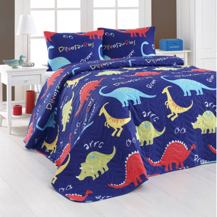 Покривало стебане Eponj Home Dinozorus Mavi 200x220