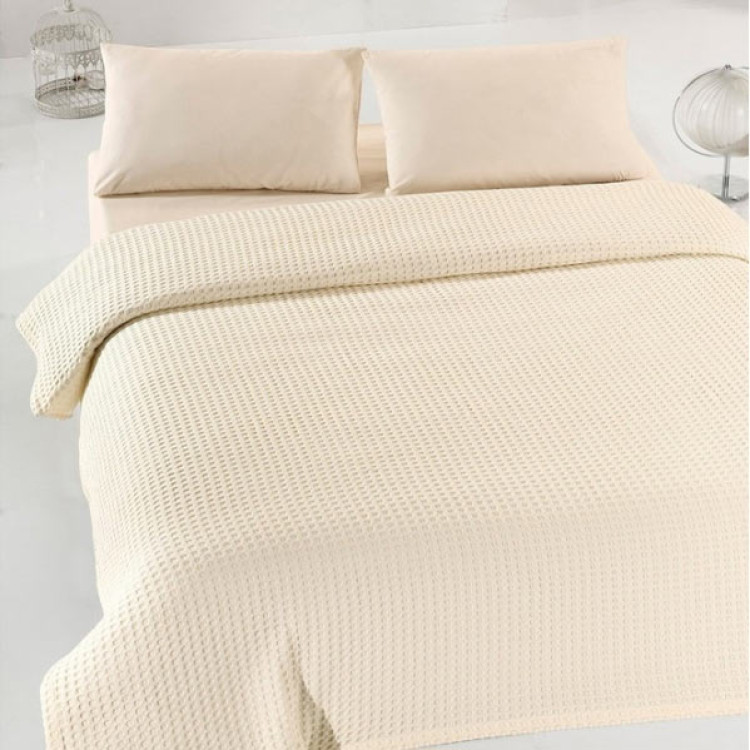 Покривало піке вафельне Eponj Home Burumcuk Krem 160x235