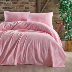 Покривало з наволочками піке жакард Eponj Home Josep Pudra 220x240